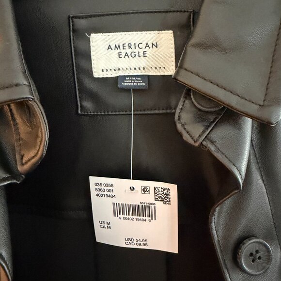 NWT American Eagle Faux Leather Black Jacket - Picture 4 of 5